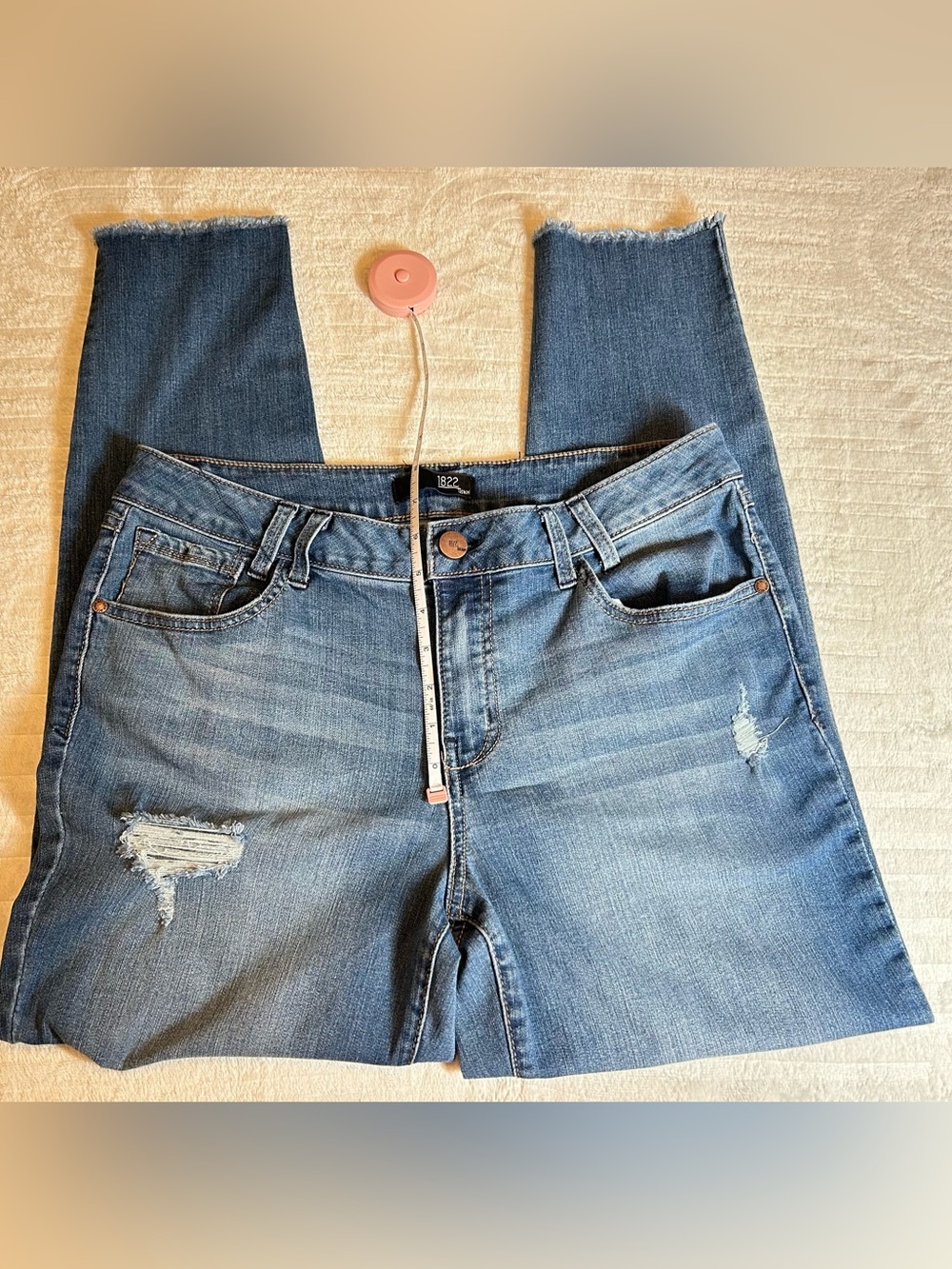 1822 Denim Women's Distressed Light Blue Skinny Jeans